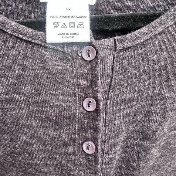 Catherine Malandrino $69 Women Henley Top Jogger 2 PC Lounge PJ Set Black 3X NEW - Picture 2 of 5